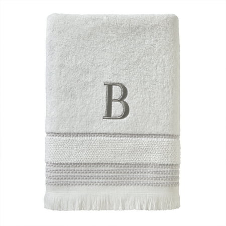 SKL Home Monogram Cotton Bath Towel, "B", White