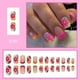 thumbnail image 2 of Uñas postizas cuadradas con punta francesa corta, uñas postizas rosas con diseños de flores de colores, uñas acrílicas brillantes, uñas postizas bonitas para primavera y verano, uñas adhesivas para mu, 2 of 4