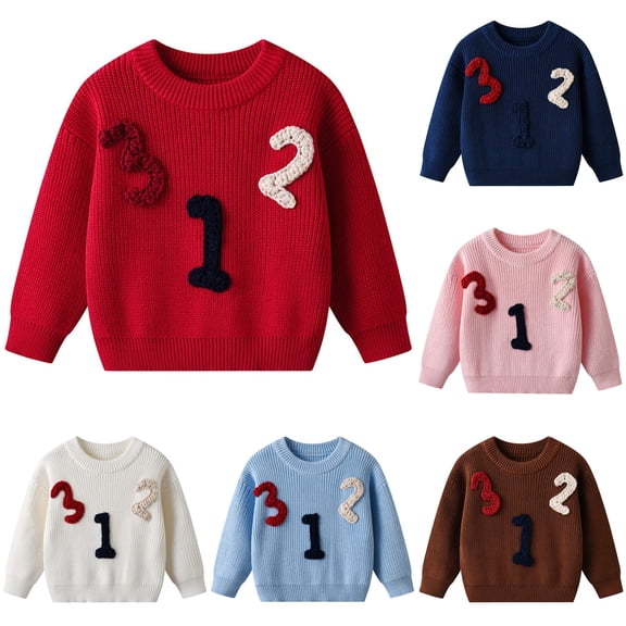 Afdoent Girls Sweaters Embroidered Soft Knit Sweater Kids Fall Pullover Sweaters Top Birthday Daily Wear 5-6 Years