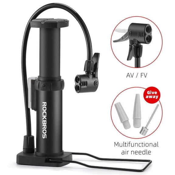 ROCKBROS Bike Floor Pump Portable Bicycle Foot Pump Air Pump Compatible with Presta & Schrader Valve Tire Pump Lightweight Hand Foot Activated Tire Inflator