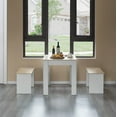 thumbnail image 3 of White Modern Wooden Dining Table with Two Benches, Three Piece Set, Writing Desk, 3 of 7