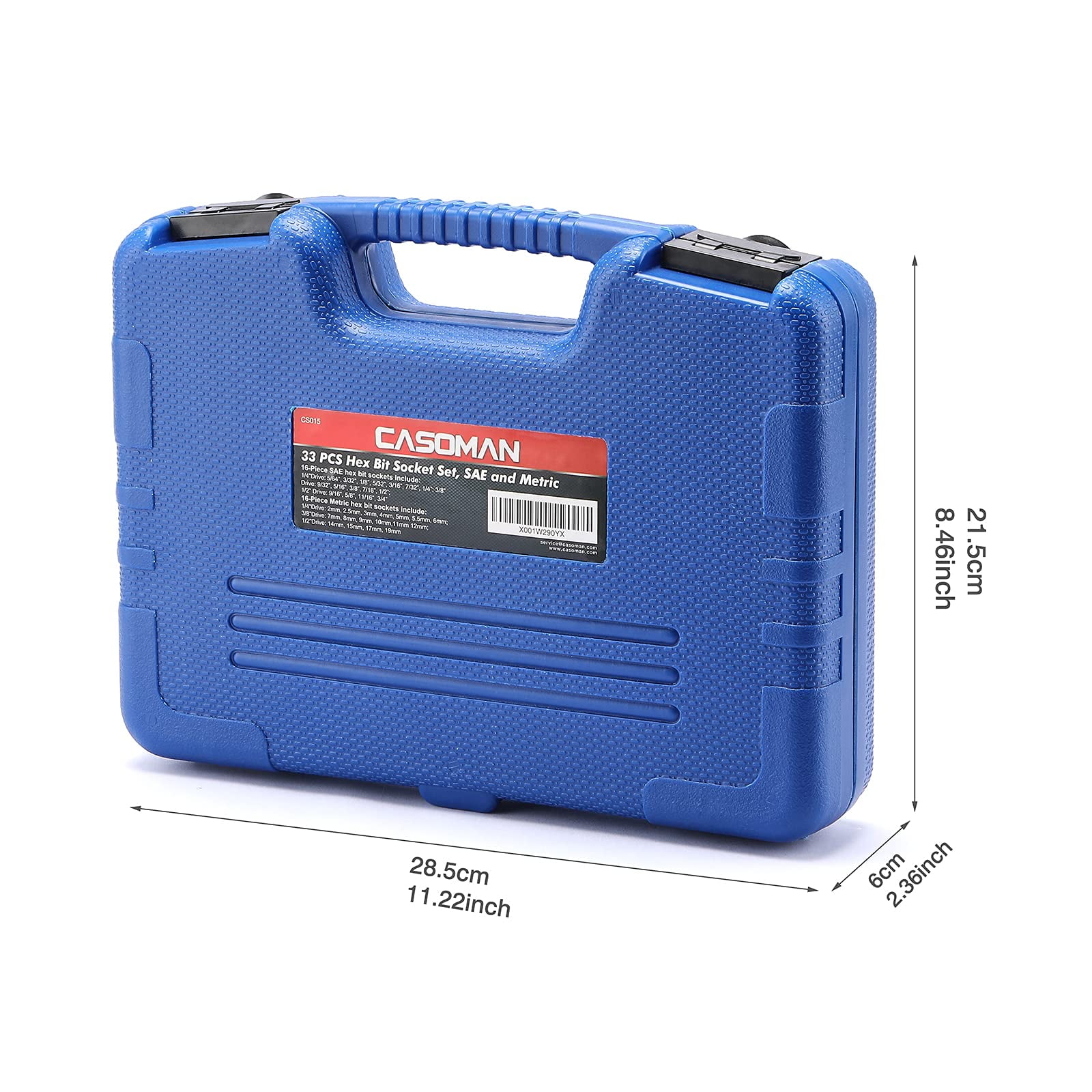 CASOMAN 33 Piece Master Hex Bit Socket Set, S2 Steel, SAE and Metric, Allen Socket Bit, 5/64-inch to 3/4-inch, 2mm to 19mm Socket Tool Kit