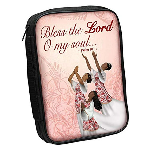 Word of Life African American Bible Cover Collections: Bless The Lord, O My Soul, Psalm 103:1 (NKJV), 7" W, 10" H, 2" D (Inside Dimensions)
