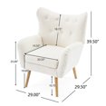 thumbnail image 2 of Accent Chair, Living Room Accent Chair, Fabric Upholstered Arm Chair with Wood Legs, Mid-century Modern Single Sofa, White, 2 of 7
