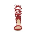 thumbnail image 6 of BLISSFUL STEP Women's Open Toe Lace Up Tie Up Block Heeled Sandals Red 9, 6 of 7