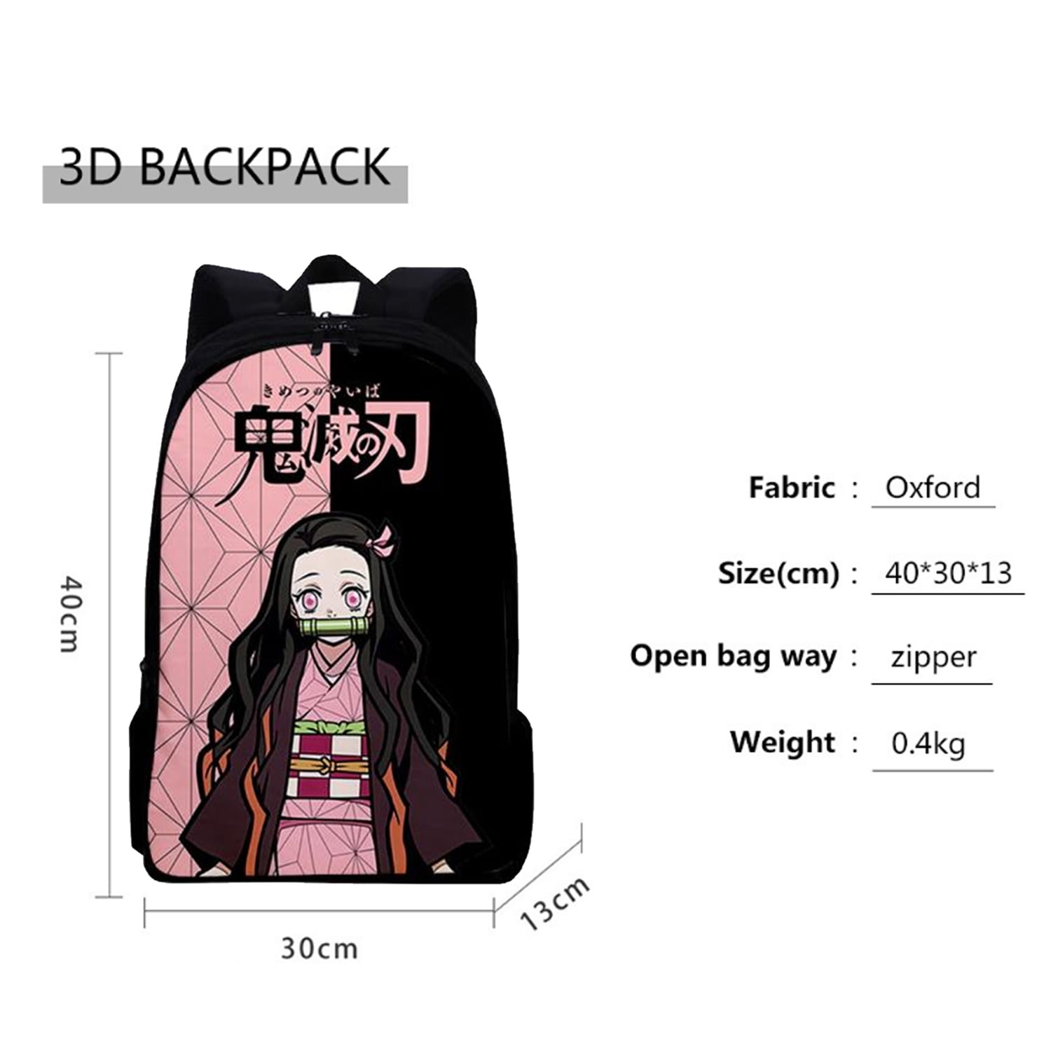 3Pieces Anime Laptop Schoolbag Slant Demon Slayer Backpack Creative Super  Anime 3D Printed+Shoulder Bags with Pencil Case Back to School Gifts 