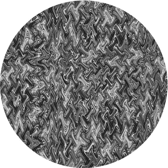 Ahgly Company Indoor Round Patterned Dark Gray Black Area Rugs, 5' Round