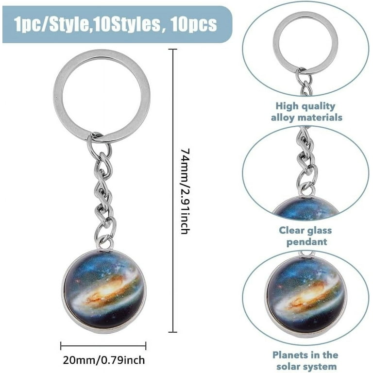 10 Style Planet Theme Alloy Keychain Luminous Universe Key Ring