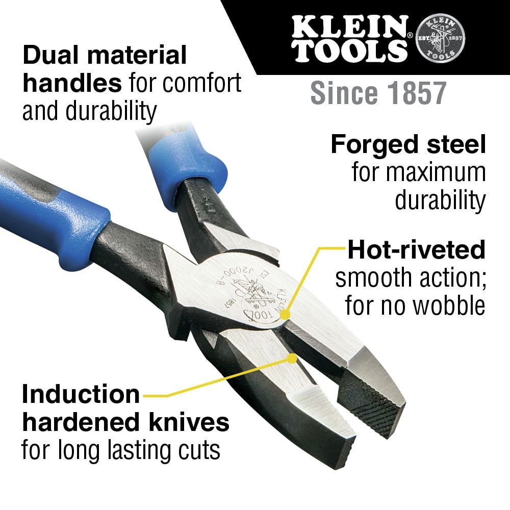 Klein Tools J20008 Lineman's 8 in. High Leverage Pliers