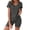 Grey, variant on Ekouaer Biker Short Sets Women 2 Piece Outfits Ribbed Pajama Short Sleeve Workout Set