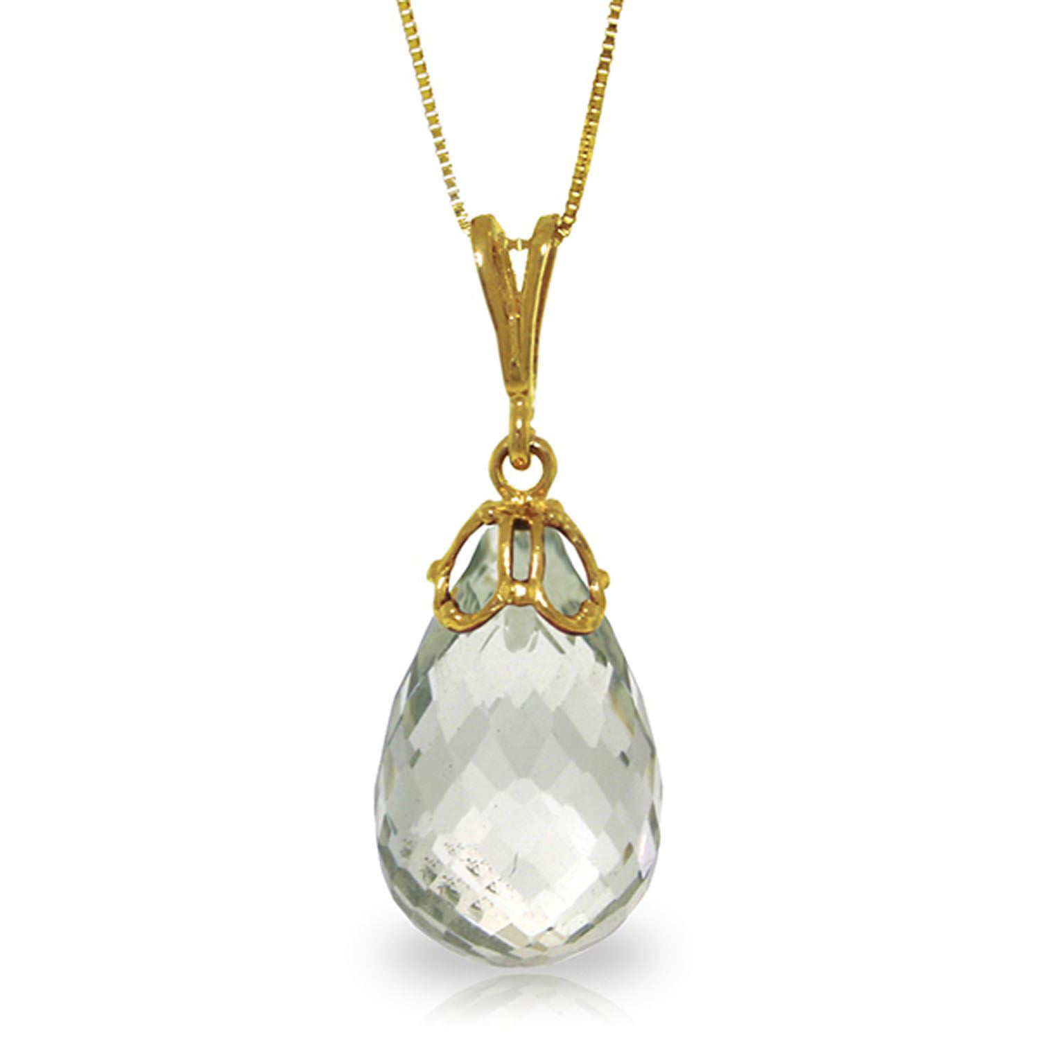 ALARRI 7 Carat 14K Solid Gold Engage Green Amethyst Necklace with 24 Inch Chain Length