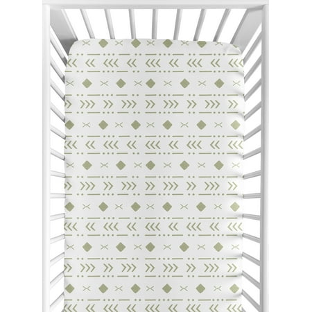 UPC: 0846480090120 | Sweet Jojo Designs White Sage Boho Tribal Mudcloth Boy Girl Fitted Crib Sheet Baby or Toddler Bed Nursery – Green Woodland Bohemian Southwest Geometric Arrow Gender Neutral Aztec Mud Cloth