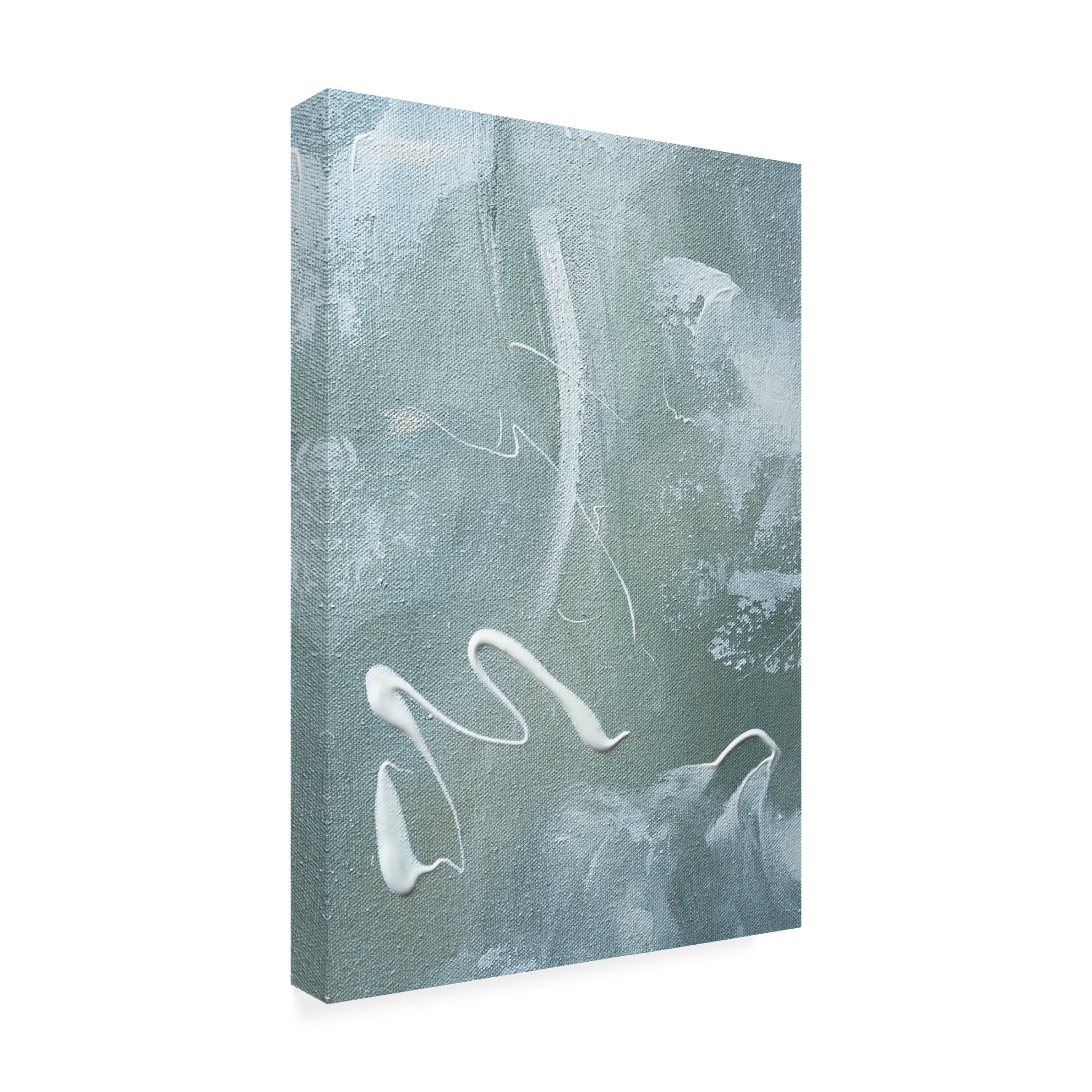 Canvas Wall Art - uplusmestudio 'Green and White Acrylic No 1' Wall Art for Living Room, Bedroom, or Office Décor by Trademark Fine Art - 22 x 32 Inches
