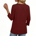 thumbnail image 6 of Miluxas Women's V Neck 3/4 Sleeve Tops Casual Pullover T Shirts Summer Basic Loose Fit Tunic Shirts Red XL(XL), 6 of 8