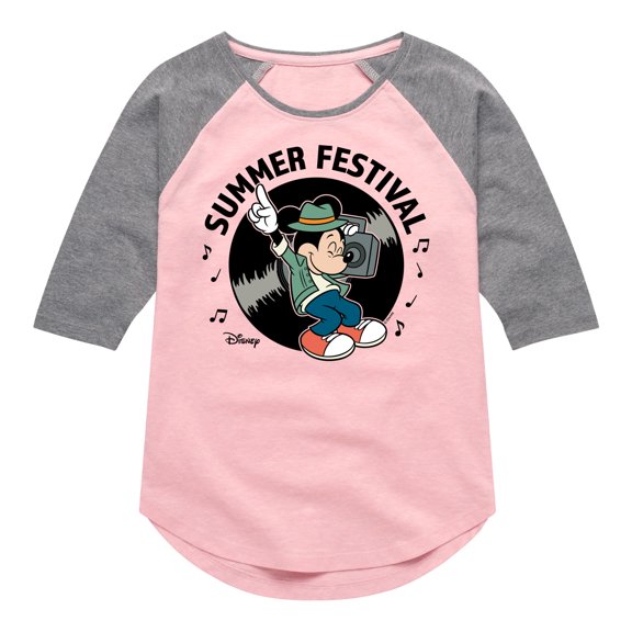 Disney - Mickey & Friends - Summer Music Festival - Toddler And Youth Girls Raglan Graphic T-Shirt