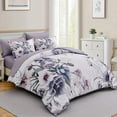thumbnail image 6 of Floral Comforter Set King Size 7 Piece, Flower Bed in a Bag, Elegant Comforter Bedding Set for All Season (Lavender, 104"x90"), 6 of 11
