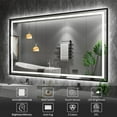 thumbnail image 2 of Amorho 28"X32" LED Bathroom Mirror with Black Frame, Front Light and Backlit, Stepless Dimmable, Anti-Fog, Shatter-Proof, Memory, 3 Colors, Double LED Vanity Mirror, 2 of 8