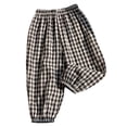 thumbnail image 3 of Baby Girl Pants Toddler Plaid Striped Elastic Casual Pants Summer Lightweight Proof Black 18-24 Months, 3 of 5