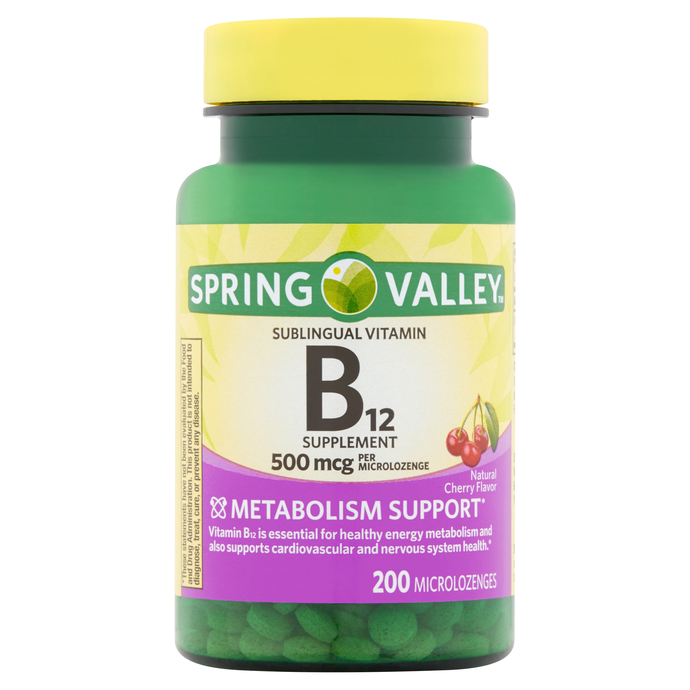 Spring Valley Vitamin B12 Microlozenges Cherry 500mcg