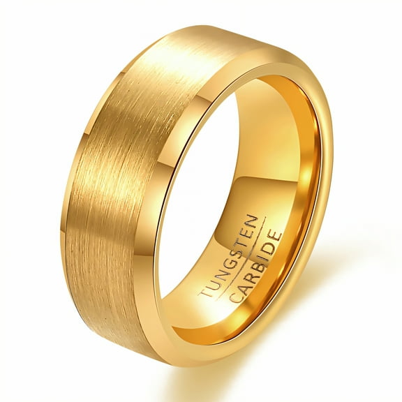 DESIGNICE Tungsten Rings for Men,Corrosion-Proof Mens Tungsten Wedding Bands,Circular Design Gold Rings for Men,Gold