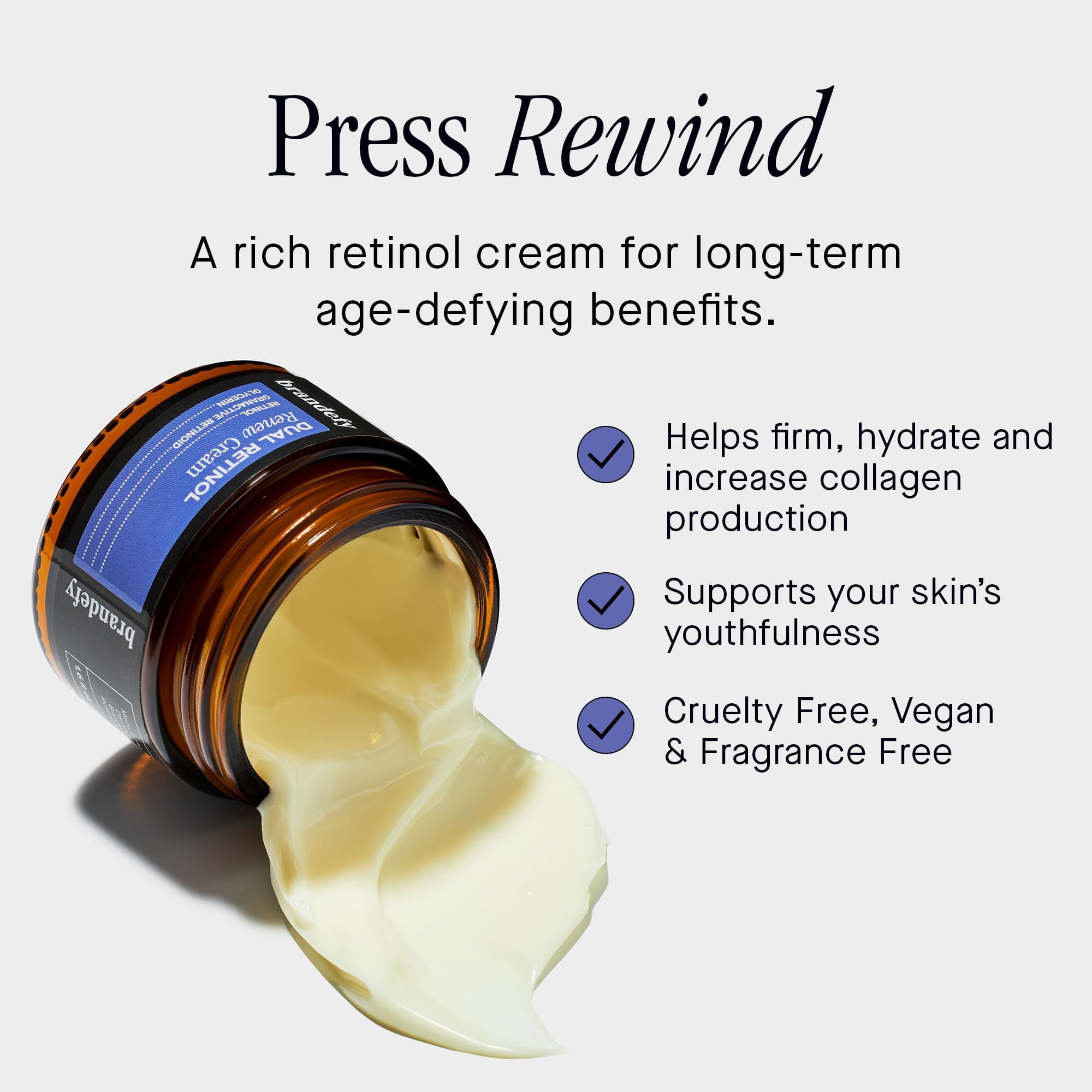 Brandefy Dual Retinol Renew Cream 0.3% Retinol & 1% Granactive Retinoid Face Moisturizer for Wrinkles & Fine Lines, 1.6 Ounce