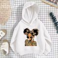 thumbnail image 3 of Kids Girls Hooded Sweatshirt, Loose Korean Style Hoodie, Lightweight Long Sleeve Pullover Outerwear, Casual Back to School Top for Autumn Winter Daily Outdoor Wear(White4,4-5 Years), 3 of 3