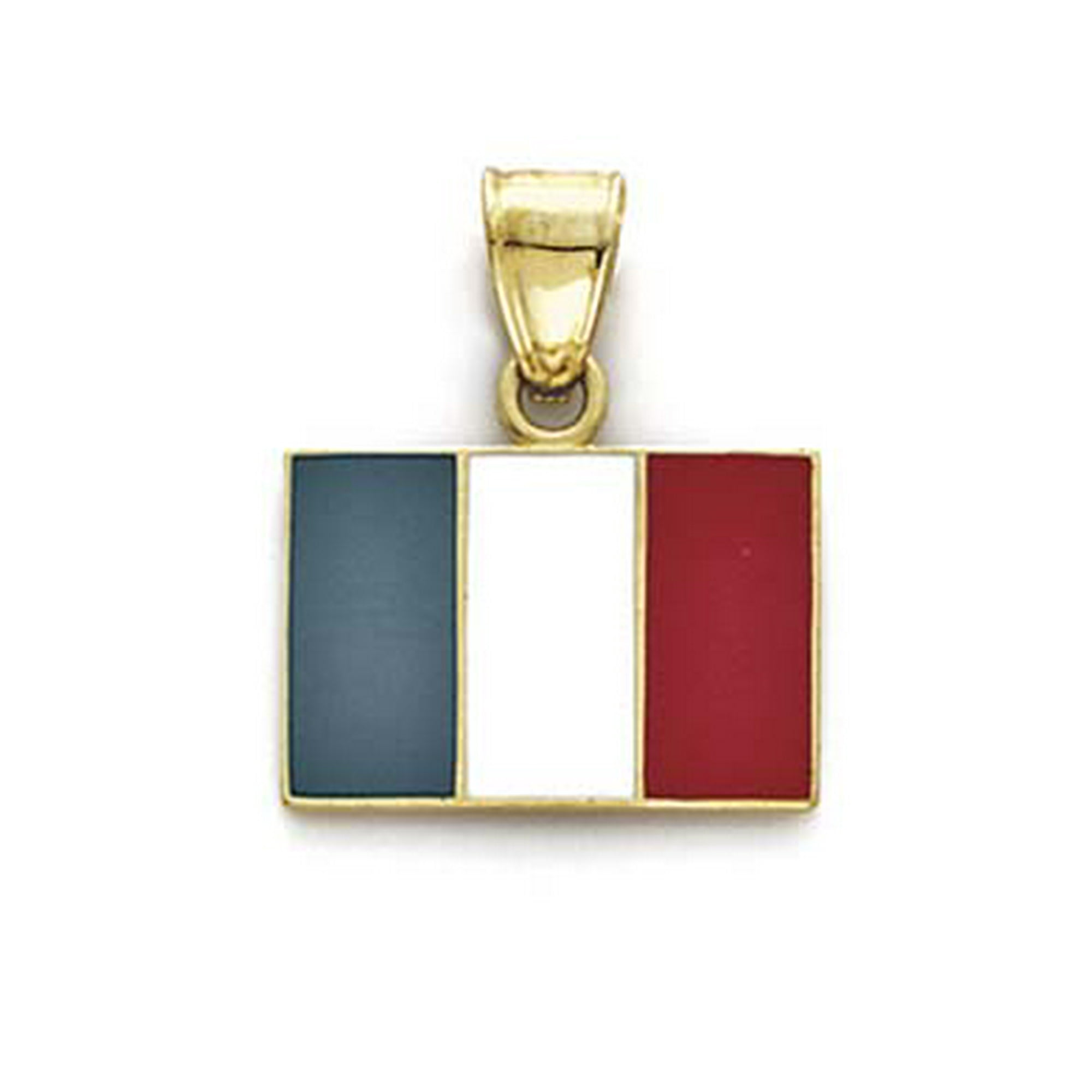 JewelryWeb 14k Yellow Gold Enamel Italy Flag Pendant Necklace Jewelry Gifts for Women 1.6 Grams 0.870