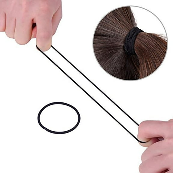 Homoyoyo Strong Hold Black Hair Ties No Damage for All Hair Types 100Pcs