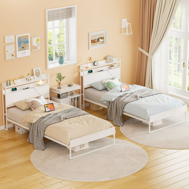 Twin Sons of Different Mothers［カセット］ Yoneston Power Outlet Twin Metal Platform Bed Frame with 2