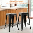 thumbnail image 2 of Metal Bar Stools Set of 4, Counter Height Stackable Barstools, 24 inch Indoor Outdoor Backless Patio Bar Stool Kitchen Dining Stool, 330Lbs Black, 2 of 9