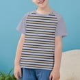 thumbnail image 4 of Besolor Boys Girls Summer Tops Kids Striped Crewneck Short Sleeve Tee Shirts Fashion Tees 3-14 Years, 4 of 8