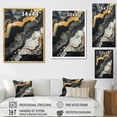 thumbnail image 4 of Designart "Minimalism Chrome Gold And Black Potteries III" Abstract Spirals Floater Framed Wall Art Living Room, 4 of 5