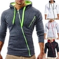 thumbnail image 3 of Men Hoodie Casual Hooded Solid Zip Slim Fit Sweatshirts Pullover Sweater Tops, 3 of 10