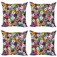 thumbnail image 1 of Ambesonne Colorful Throw Pillow Cover 4 Pack, Floral Vivid Daisies, 16", Multicolor, 1 of 2