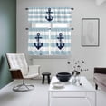 thumbnail image 5 of Navy Blue Anchor Kitchen Curtains Valances and Tiers Set of 3 Blue Striped Tier Curtains and Valance with Rod Pocket for Small Windows, 27.5"x36", 5 of 9