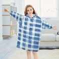 thumbnail image 5 of FORMRS Wearable Blanket Hoodie with Sleeves for Kids Cozy Flannel Sweatshirt, Blue Plain, 5 of 7