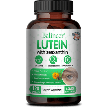 Lutein and Zeaxanthin Supplements, Enhanced with Bilberry and Grape Seed - Essential Eye Vitamins & Vision Health Support - 120 Capsules