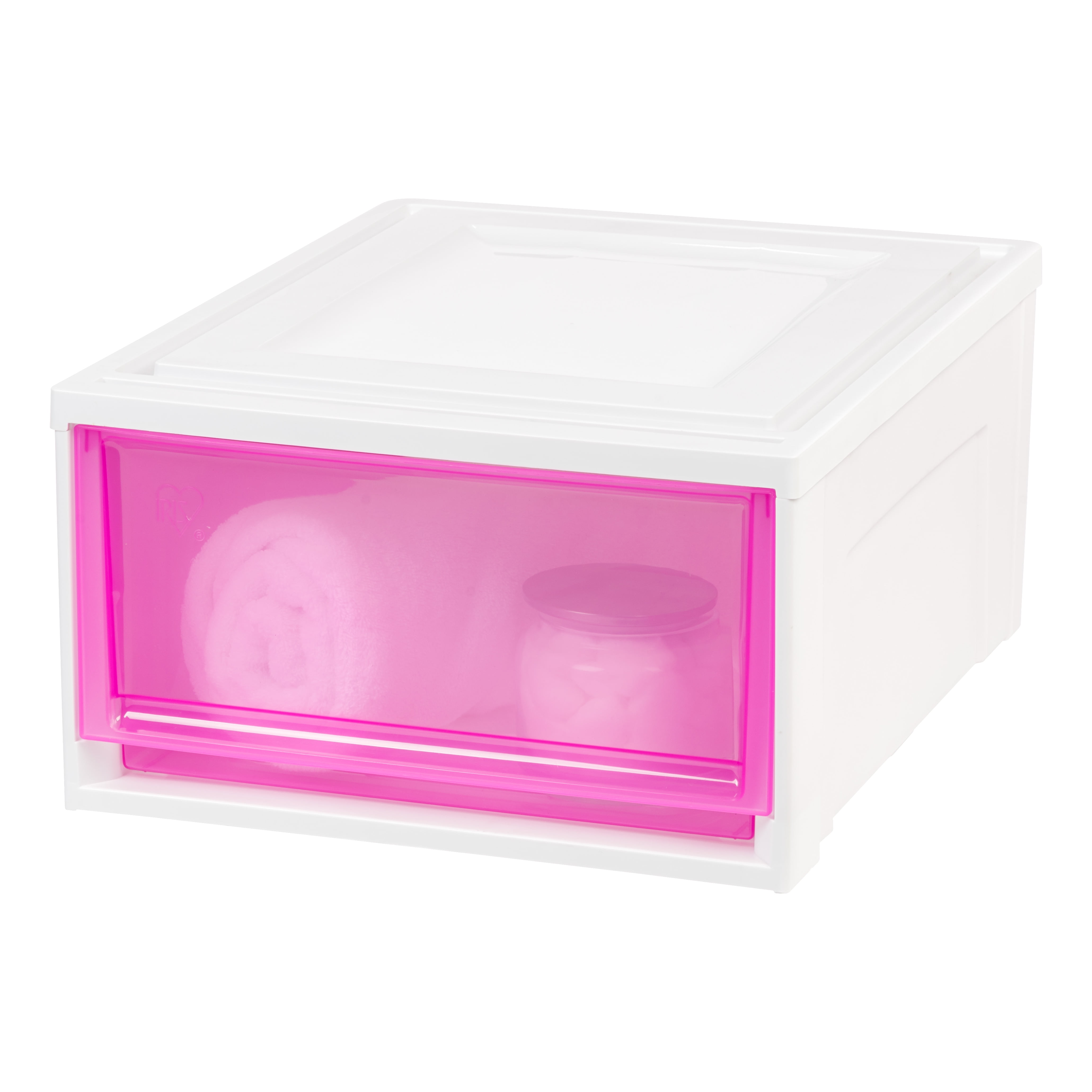 Iris Medium Box Chest Drawer White With Pink Drawers 3 Pack