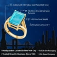 thumbnail image 2 of Gem Stone King 5.00 Ct Emerald Cut Green Turquoise 18K Yellow Gold Plated Silver Ring, 2 of 6
