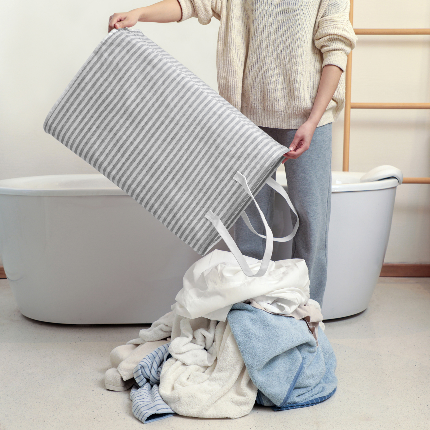 DOKEHOM Freestanding Laundry Hamper 80L, Gray photo 6