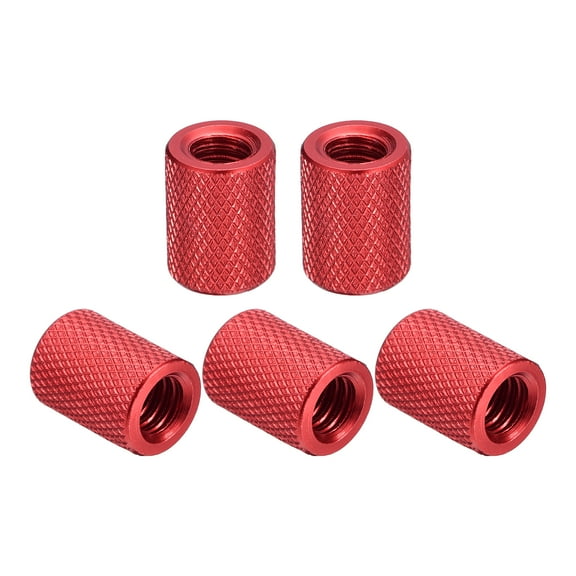 20Pack Knurled Thumb Nut, 1/4"-20x15mm Hand Nut Pass Hole Nut Aluminum Alloy, Dark Red