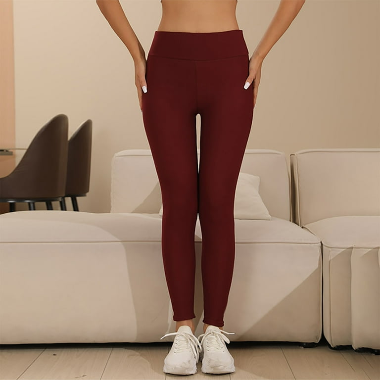 Guluxicc Leggings for Women Casual Fleece Warm Pants High Rise