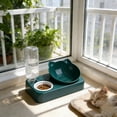 thumbnail image 6 of SHENGXINY Cat Bowl Set - 2 in 1 Stainless Steel Automatic Gravity Water Dispenser, Leakproof Clean Pet Feeder for Small Medium Dogs & Cats Green 9.65x1.97x5.31in, 6 of 6