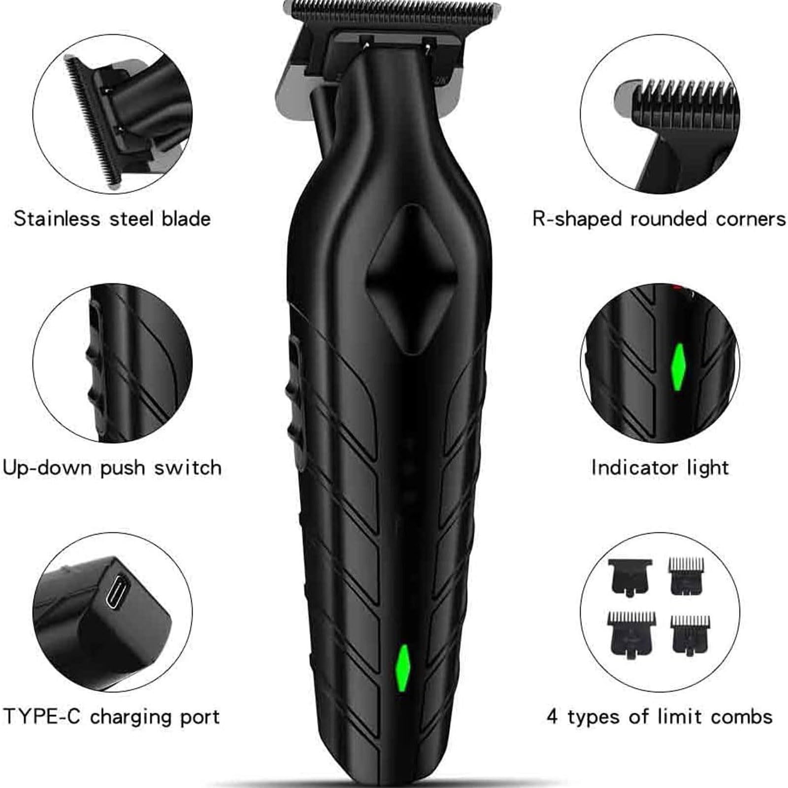 Herunwer Blackout Trimmer Plus Zero Gap, Barbers Tonic Blackout Trimmer Premium Zero-Gapped, Cordless Rechargeable Zero-Gapped Safety Razor Hair Clipper