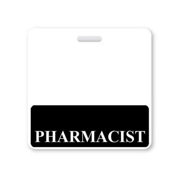 PHARMACIST Badge Buddy - Heavy Duty Horizontal Badge Buddies for Pharmacists - Spill Proof & Tear Resistant Cards - 2 Sided - Quick Role Identifier ID Backers - USA Printed by Specialist ID (Black)