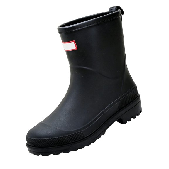 Women Matte Mid Calf Rain Boots, Waterproof Slip On Outdoor Fashion Rubber Rain Shoes Black 40