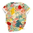 thumbnail image 5 of Perfectbot Women Tops Loose Vintage Crew Neck Floral Print Short Sleeve Summer Shirts Size S-5XL, 5 of 5