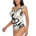 thumbnail image 5 of Daiia Snake Women's One Piece Swimsuits Personalized One Shoulder Swimwear Asymmetric Ruffle Bathing Suits-X-Large, 5 of 8