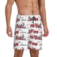 thumbnail image 2 of Saiise Retro Train Print Mens Pajama Shorts Drawstring Elastic Waistband Sleep Shorts Soft Comfy Lounge Pants with Pockets-Small, 2 of 6