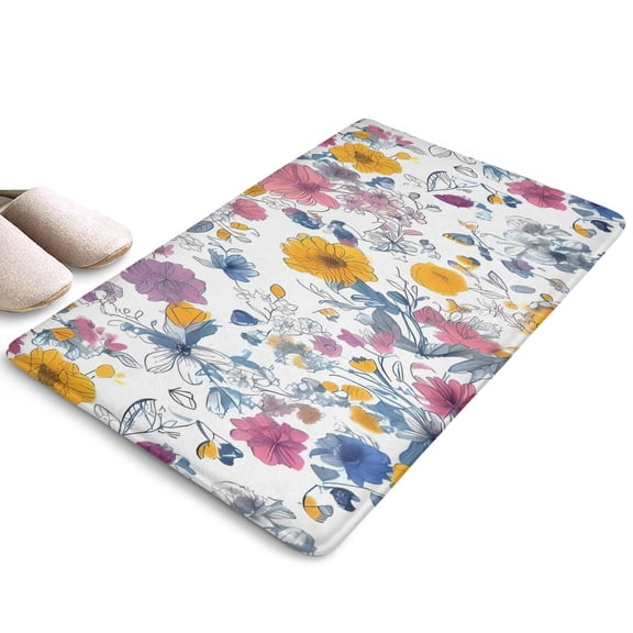 Pioneer Flower Floral Print Flannel Non Slip Door Rugs,Washable Door Mats Indoor,Decorative Door Mats,Dirt-Resistant and Absorbent Doormat for Entrance,Bedroom,Kitchen,Bathroom,23.5"x16"